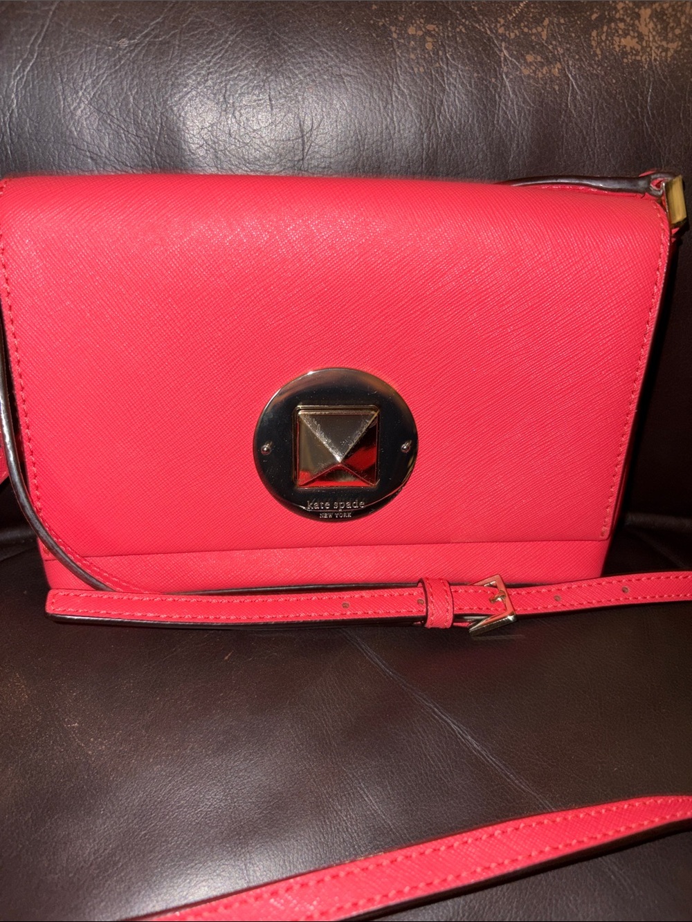 Kate Spade coral Crossbody with Gold-Tone Medallion